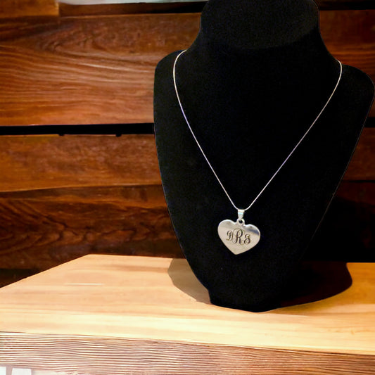 Monogrammed stainless steel heart pendant necklace